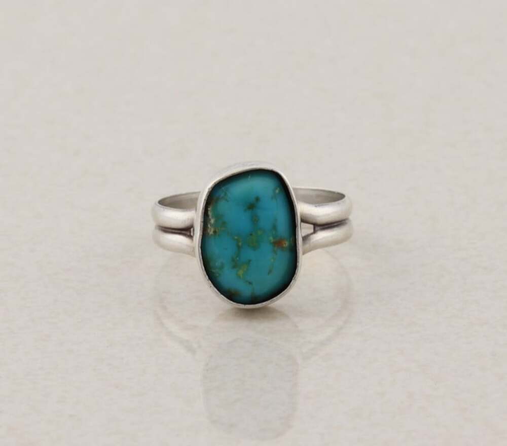 Sterling Silver Natural Turquoise Ring Size 7 3/4